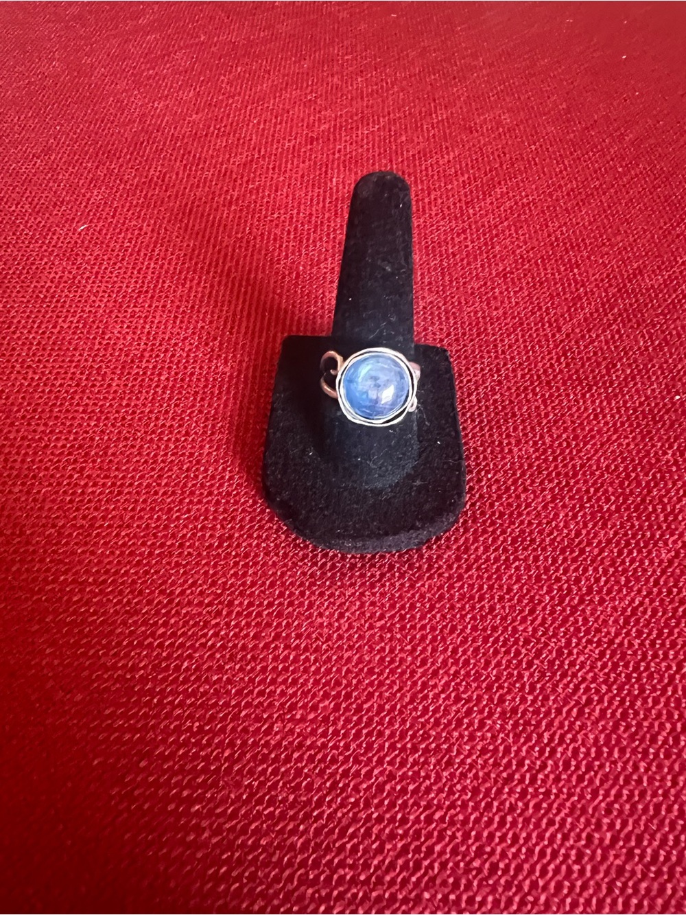 Sterling Silver Ring with Blue Cabochon Accent. Size 7